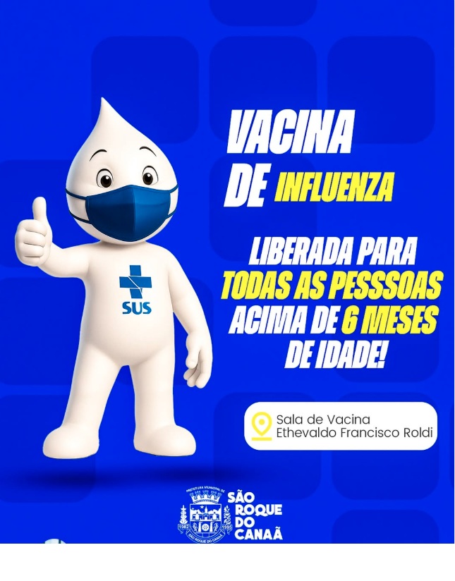  A Secretaria Municipal de Saúde informa que a vacina de influenza está liberada para todas as pessoas acima de 6 meses de idade