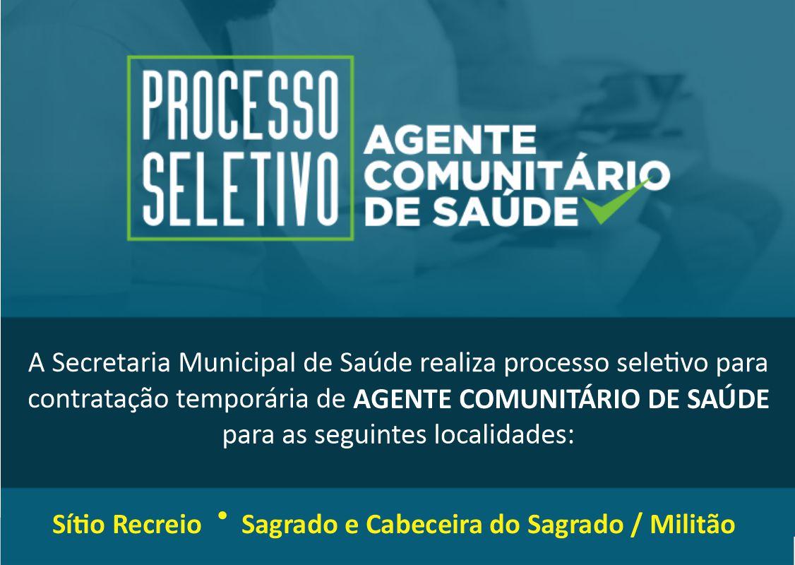 Secretaria Municipal de Saúde realiza processo seletivo para contratação temporária de AGENTE COMUNITÁRIO DE SAÚDE